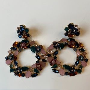 J. Crew Colorful Floral Hoop Earrings